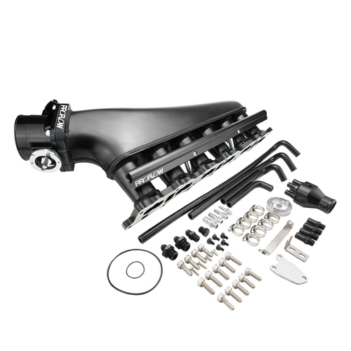 Proflow Intake Manifold Kit, Fabricated Aluminium, Black, For Nissan RB25, Inlet Plenum, 90mm Throttle Body, Fuel Rail Kit