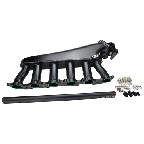 Proflow Intake Manifold Kit, Fabricated Aluminium, Black For Toyota 1FZ-FE Inlet Plenum, 90mm Throttle Body, Fuel Rail