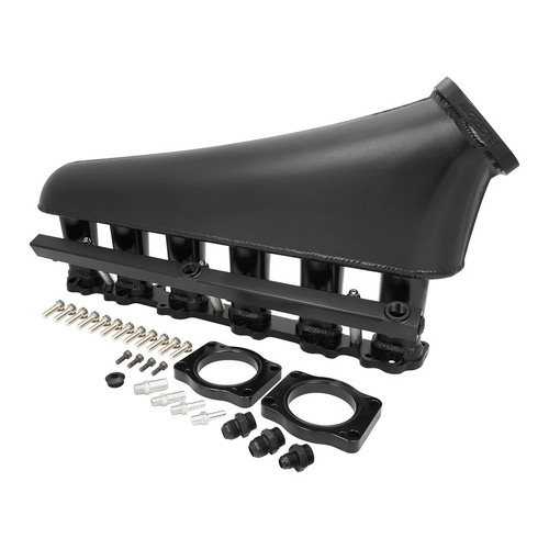 Proflow Intake Manifold Kit, Fabricated Aluminium, Black, For Ford Barra BA-BF, FG XR6 Inlet Plenum, 90mm Throttle Body, Fuel Rail Kit