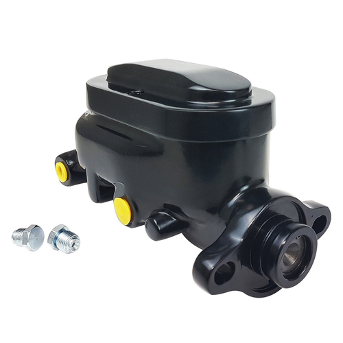 Proflow Master Cylinder, Universal GM, Raised Top Aluminium, Black, 1.00 in. Bore, Dual Bowl, Ports Both side, Each