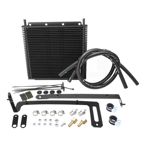 Proflow Transmission Oil Cooler Kit, For Ford Falcon BA/BF (2002-2005), 280 x 255 x 19mm, 3/8'' Barb, Black Powdercoated
