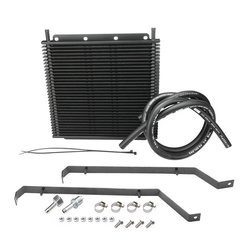 Proflow Transmission Oil Cooler Kit, For Holden Commodore VY V6 & V8, 280 x 255 x 19mm, 3/8'' Barb, Black Powdercoated