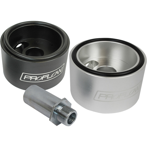 Proflow Oil Filter Adapter, Sandwich Adapter, Billet Aluminium, Silver Anodised, 13/16-16 in., AN10, 1/8in. NPT Port Chev