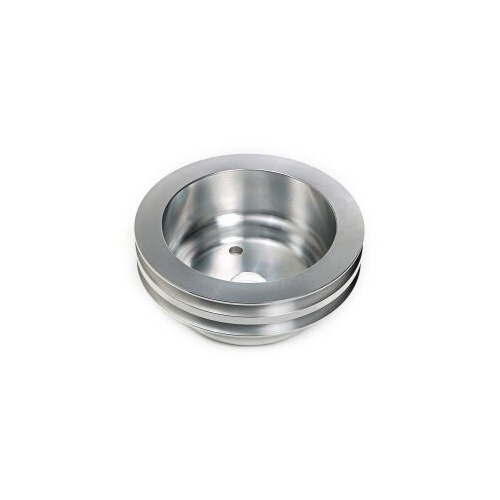 Proflow Pulley, V-Belt Crankshaft SB Chev Long Water Pump 2-Groove, Polished Aluminium