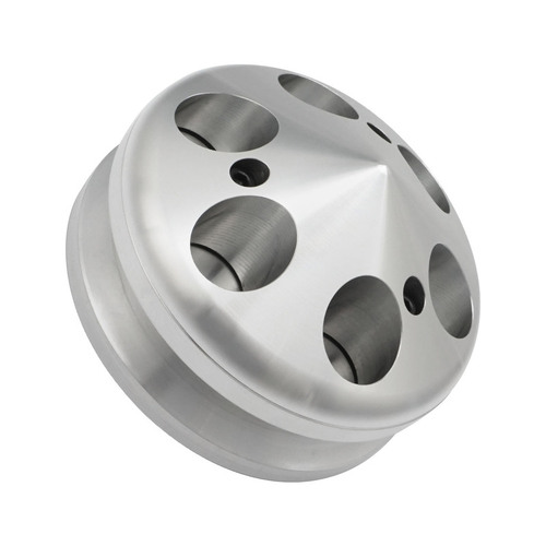Proflow Pulley, V-Belt Alternator, Billet Aluminium Clear Anodised,  Single Groove with Cover, 71mm x 17mm Bore,