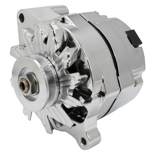 Proflow Alternator Power Spark, 140 Amp 1-Wire, Internal Regulator, Chrome, V-Belt, For Ford, Falcon, Each