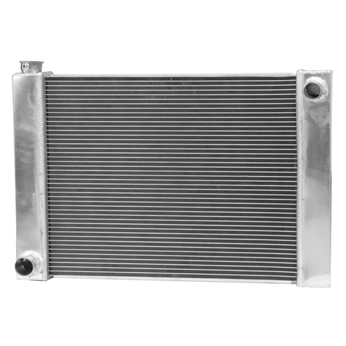 Proflow Radiator, Universal, Fabricated Aluminium Tanks, Natural, 22 in. Wide, 19.00in. High, 2.25 in. Thick, For Ford Side Inlet & outlets