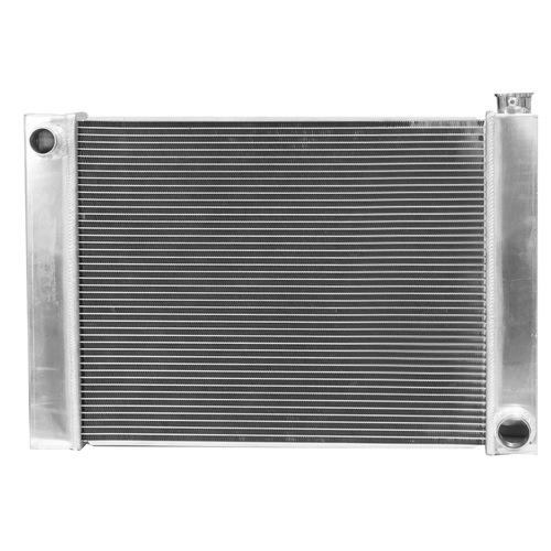 Proflow Radiator, Universal, Fabricated Aluminium Tanks, Natural, 24 in. Wide, 19.00in. High, 2.25 in. Thick, Chev Side Inlet & outlets