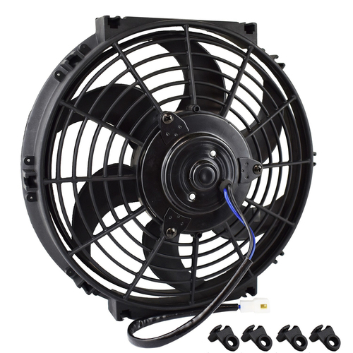 Proflow Electric Fan, Cooling Curved Black Single, 10 in. Diameter, Reversible, 850 cfm, Black, Plastic