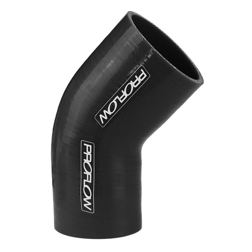 Proflow Hose Tubing Air intake, Silicone, Reducer, 3.50in. - 4.00in. 45 Degree Elbow, Black
