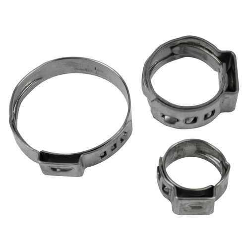 Crimp Hose Clamp, Stainless Steel 8.5-10mm Qty 10 - Proflow