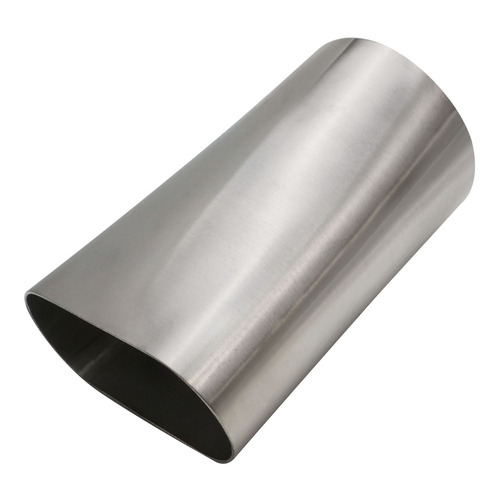 Proflow Pipe Adapter, Exhaust, Oval To Round, Stainless Steel, Raw, 4 in. Inlet/Outlet, 6 in. Length