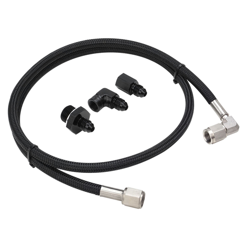 Proflow Pressure Gauge Installation Kit, Stainless Braided Black ,GM For Holden Commodore LS Engines w/ 36 in. AN4 Hose,