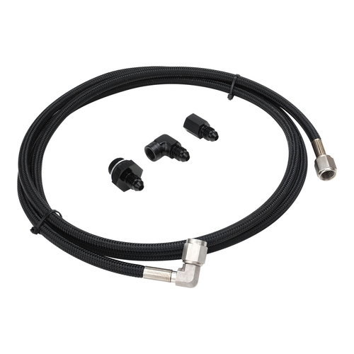 Proflow Pressure Gauge Installation Kit, Stainless Braided Black, GM For Holden Commodore LS Engines w/ 72 in. AN4 Hose