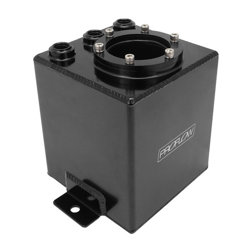 Proflow Fuel Surge Tank, Fabricated Aluminium, Square, Suits 044 Bosch Pumps, 2.5L, Black Anodised