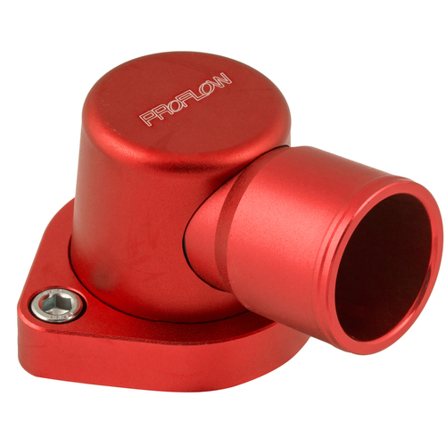 Proflow Water Neck, Billet Aluminium Swivel, Red Anodised, 90 Degree, SB For Ford 302-351C