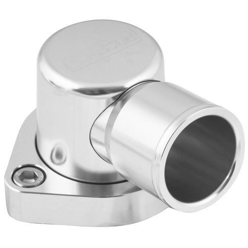 Proflow Water Neck, Billet Aluminium Swivel, Silver Anodised, 90 Degree, SB For Ford 302-351C