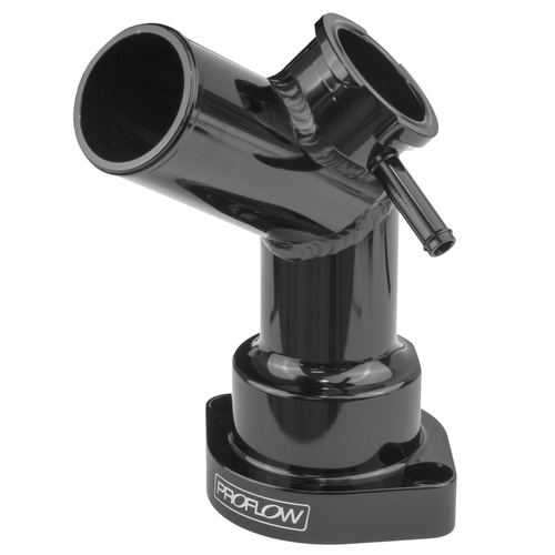 Proflow Water Neck, Billet Aluminium, Black Anodised, 45 Degree, Swivel, For Mazda Series 4, Billet Cap Neck