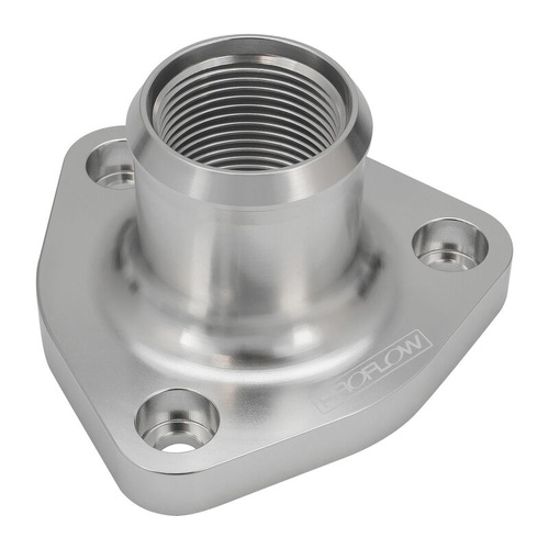 Proflow Water Neck, Billet Aluminium Thermostat Housing, For Nissan & Holden RB30, RB25, Polished Silver