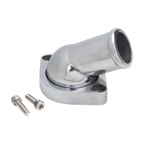 Proflow Water Neck, Thermostat Housing, Cast Aluminum, Polished, 45 Degree, Swivel, Chev For Holden, LS, Each