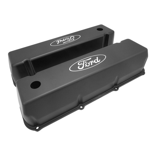 Proflow Valve Covers, Tall Cast Aluminium, Black, For Ford Logo, Big Block For Ford, Pair