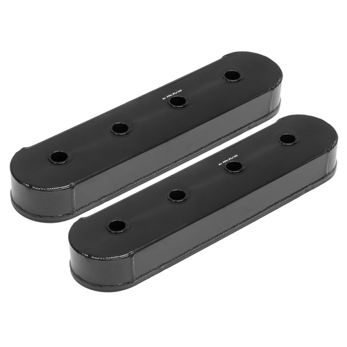 Proflow Valve Covers, LS Aluminium Fabricated, Black, Tall, For Chevrolet LS Logo, No Coil Stands, Pair