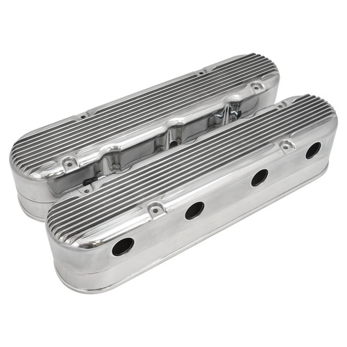 Proflow Valve Covers, LS For Chevrolet For Holden, Two-Piece, Cast Aluminium, Polished, 4.25 in. Tall, Baffle