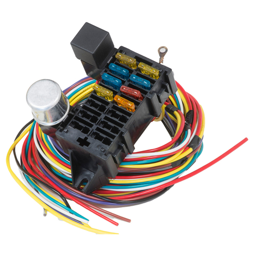 Proflow Wiring Harness, 8-Circuit, Dash Ignition, Fuse Block, Spade Fuse, Universal, Kit